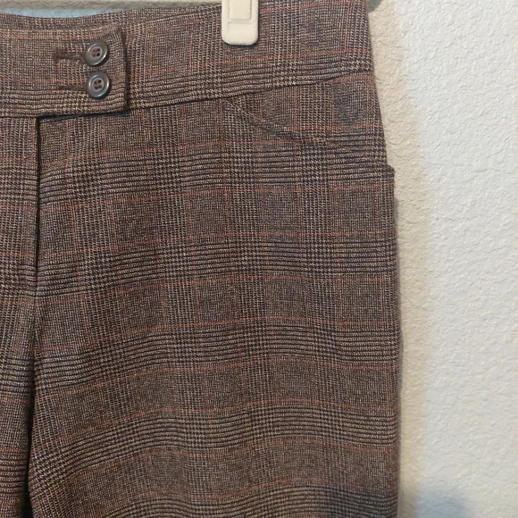 Cabi Brown Plaid Cropped Wide Leg Trousers Size 8 Preppy Classic Academia - Picture 7 of 8